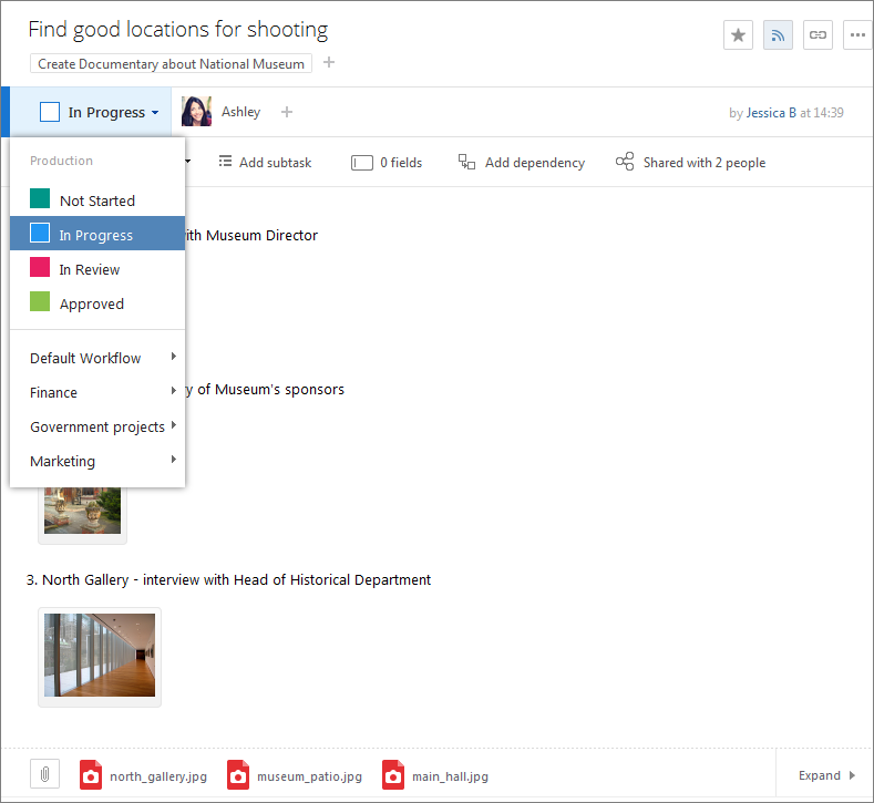 Custom statuses workview