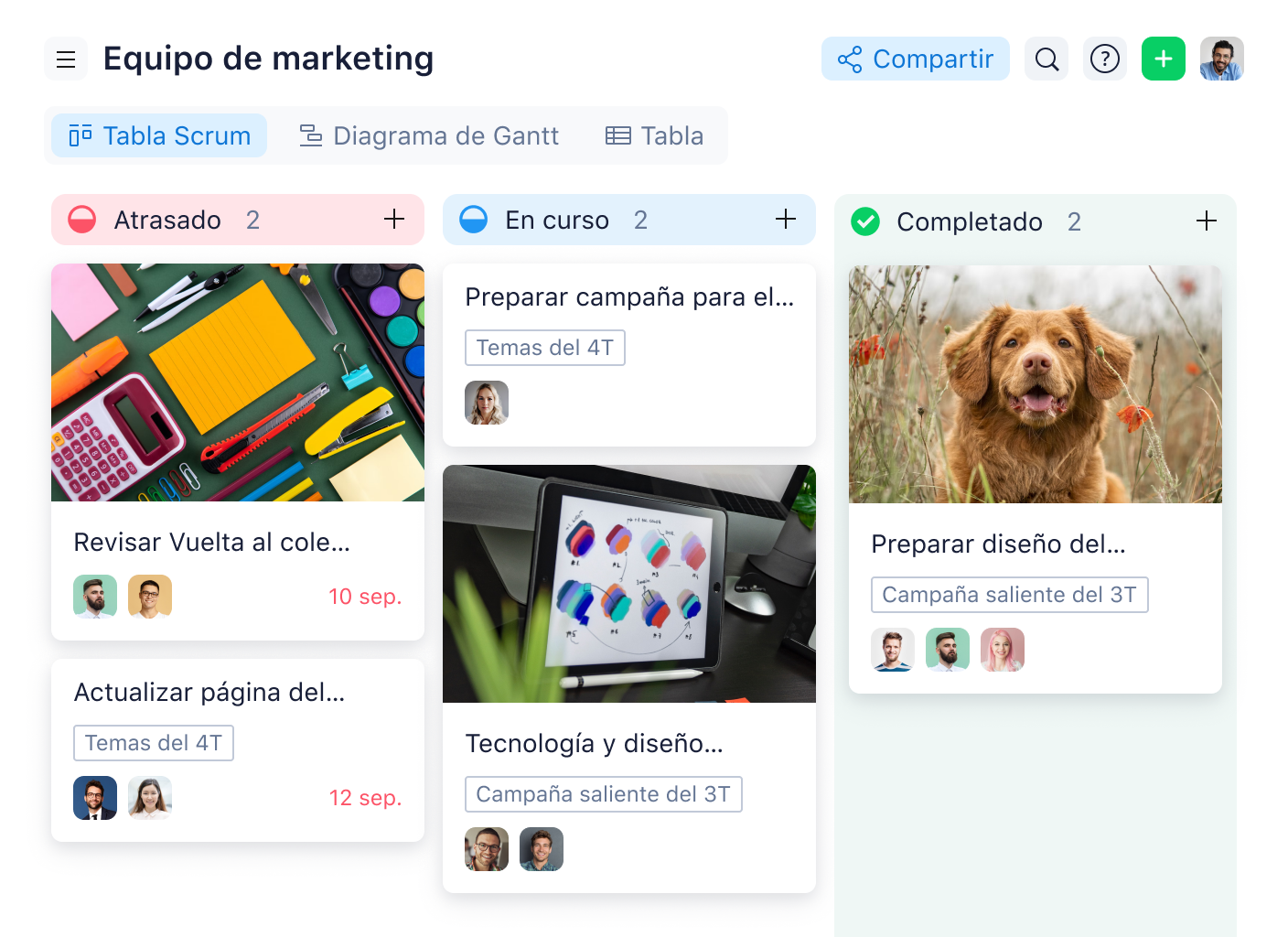 kanban board marketing es