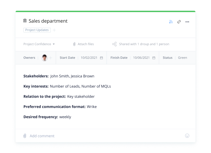 stakeholders from sales department