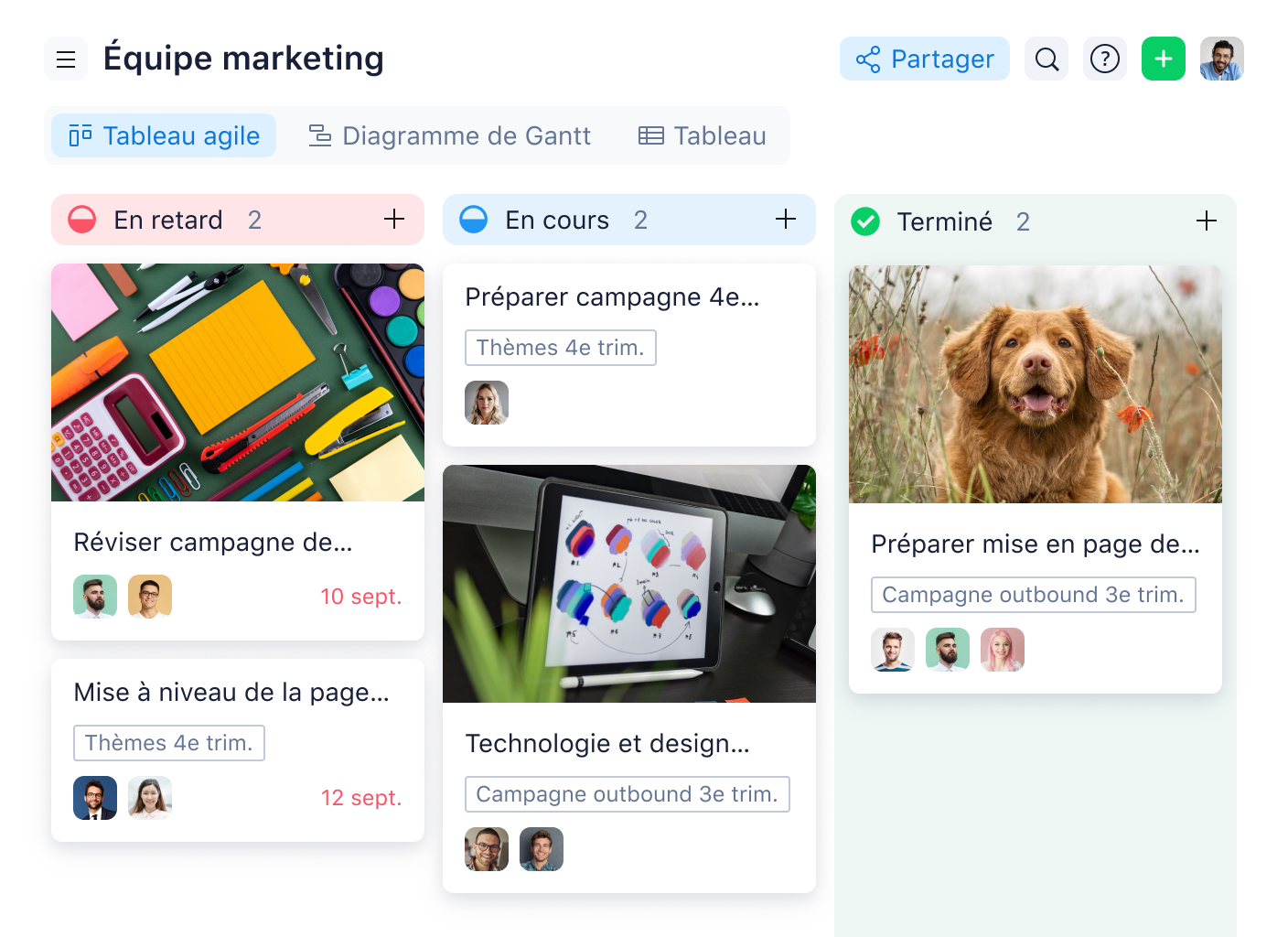 les tableaux Kanban de Wrike