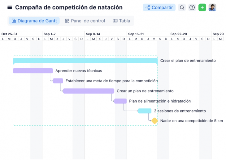wrike gantt chart view spanish