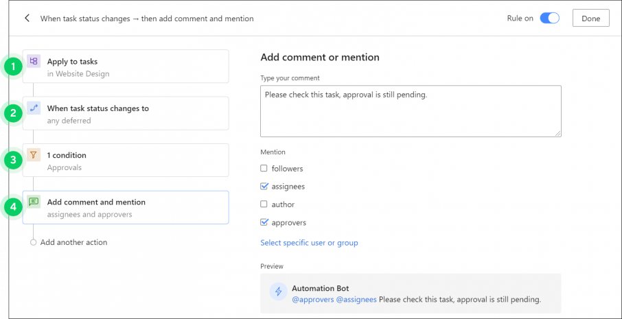 This image shows how Yourbiz uses Wrike automations to save time and streamline workflows across their marketing agency.