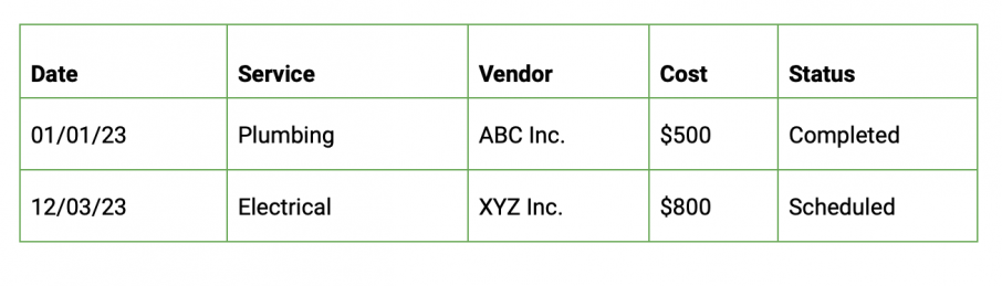 vendor spreadsheet 8