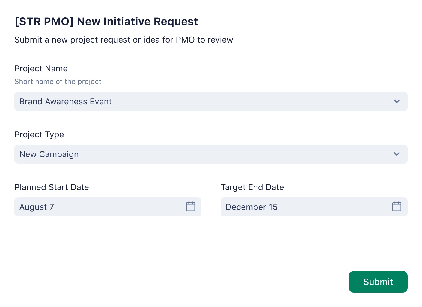 Wrike request form submit button