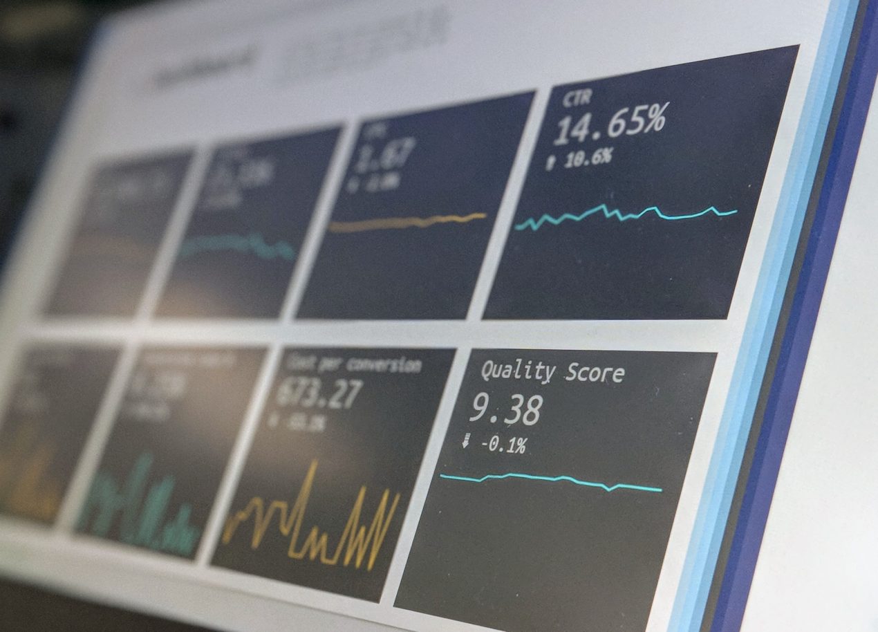 Monitor displaying performance analytics
