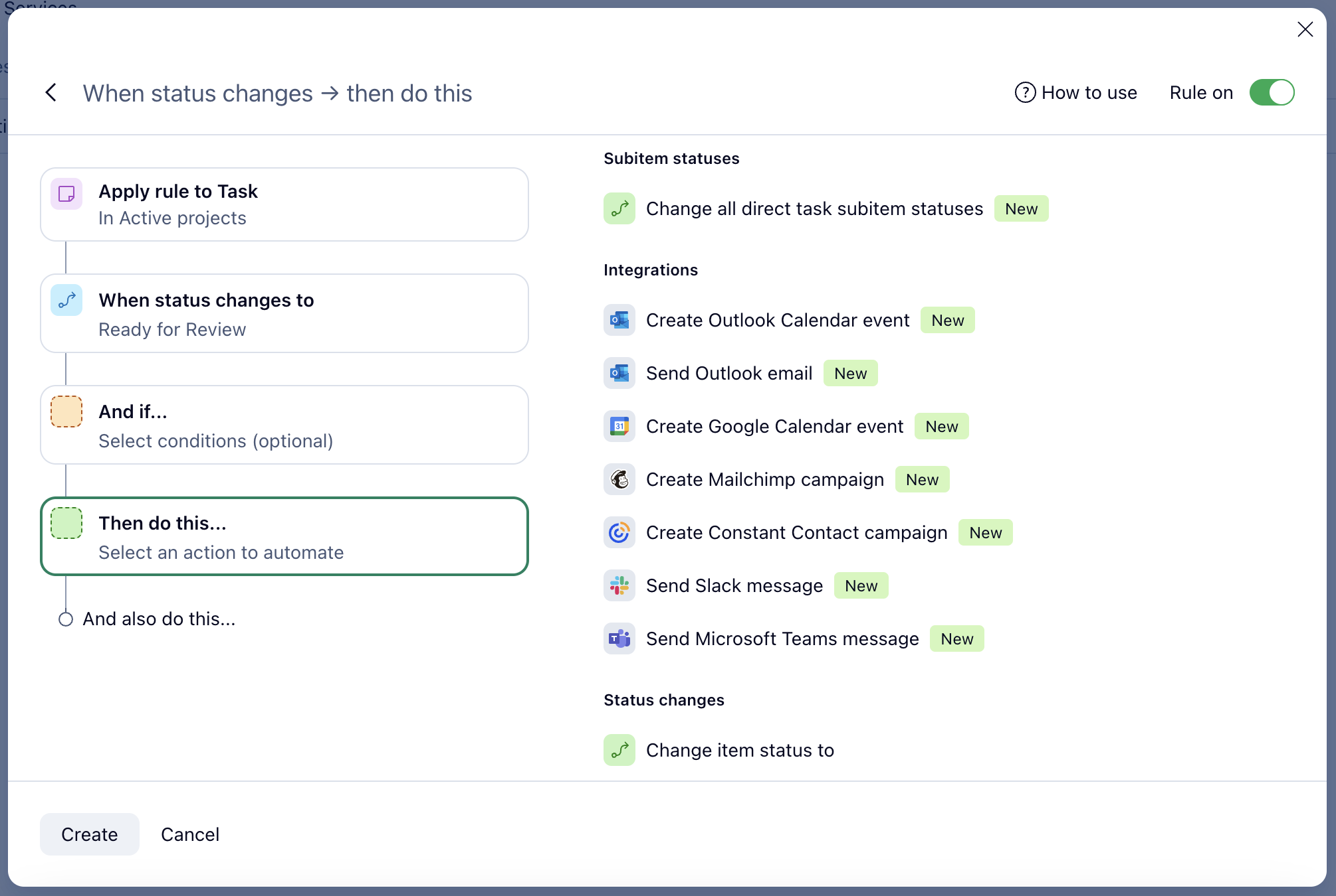 Screenshot of Wrike automation for integrations