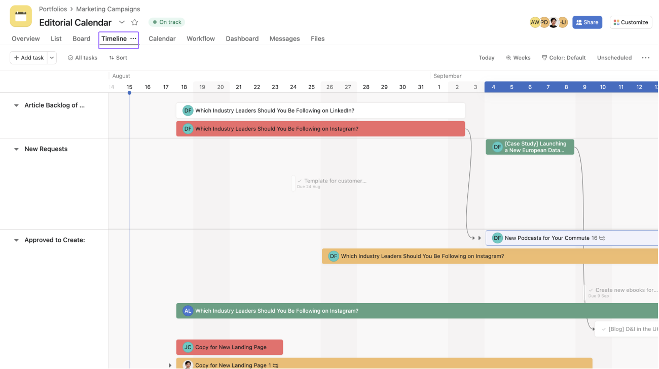 asana timeline