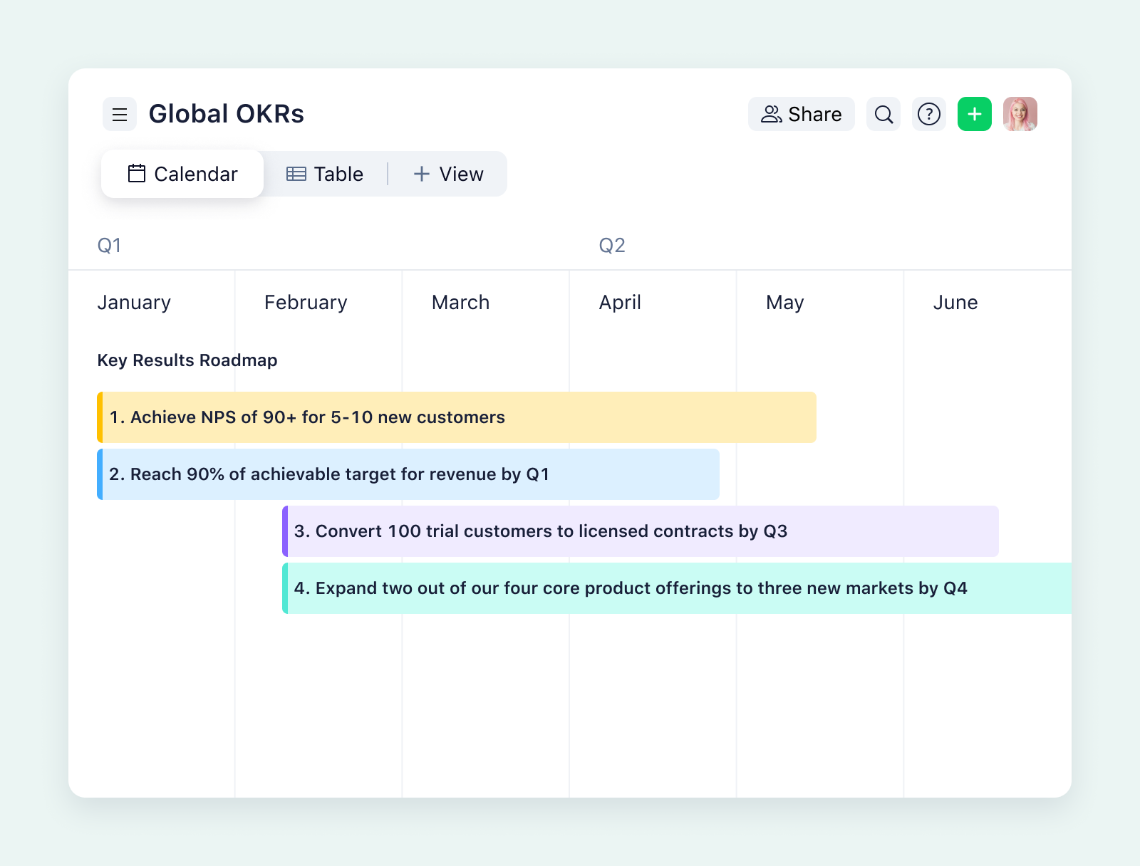 product screenshot of wrike calendar view on aqua background