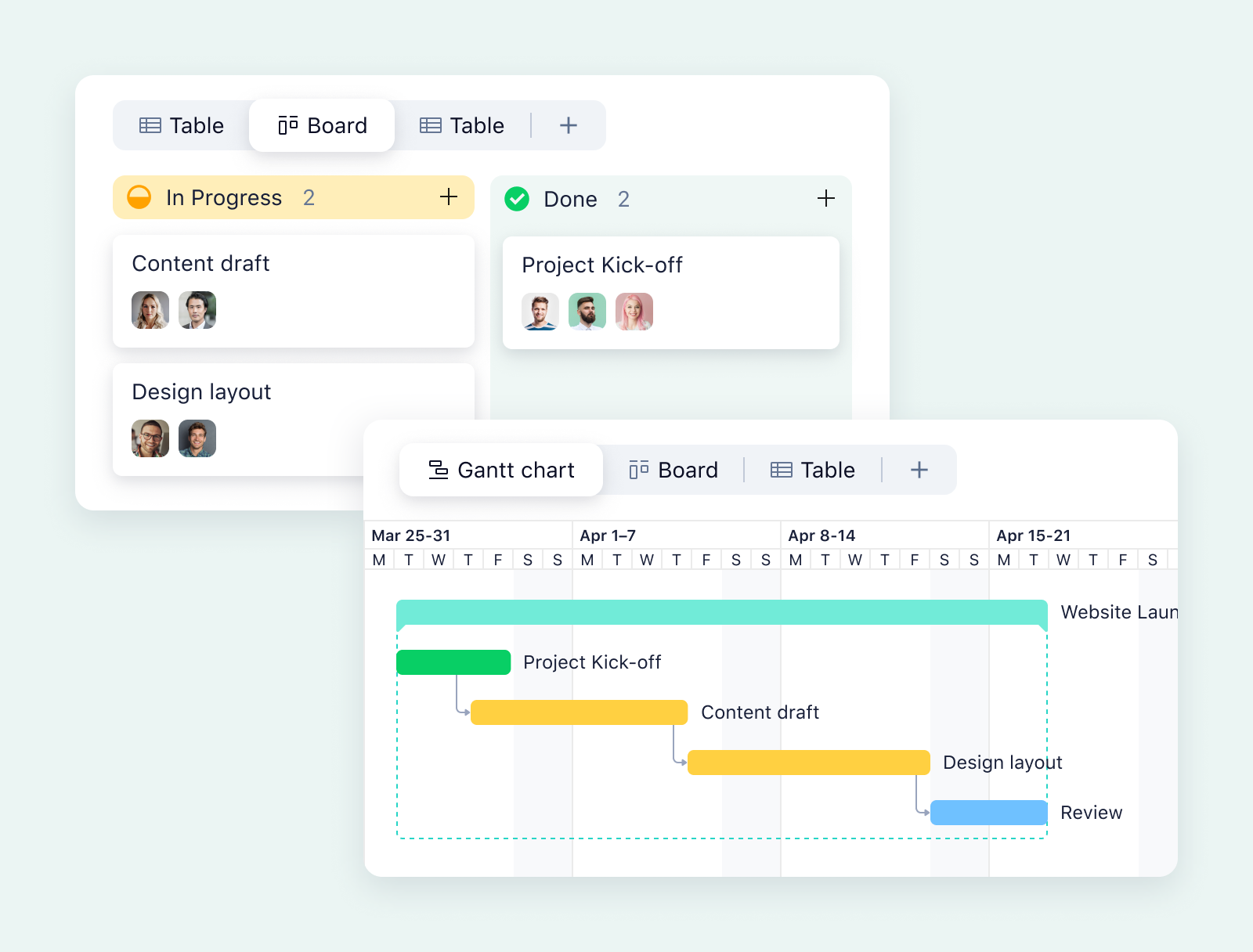 product screenshot of wrike gantt chart on aqua background