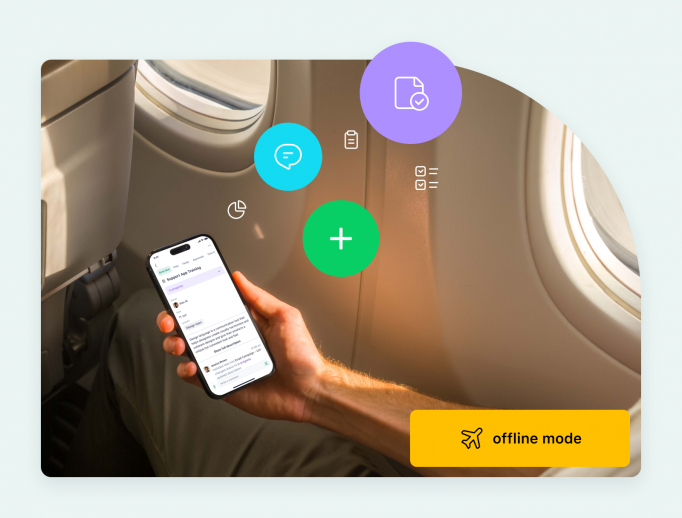 product screenshot of wrike mobile on aqua background