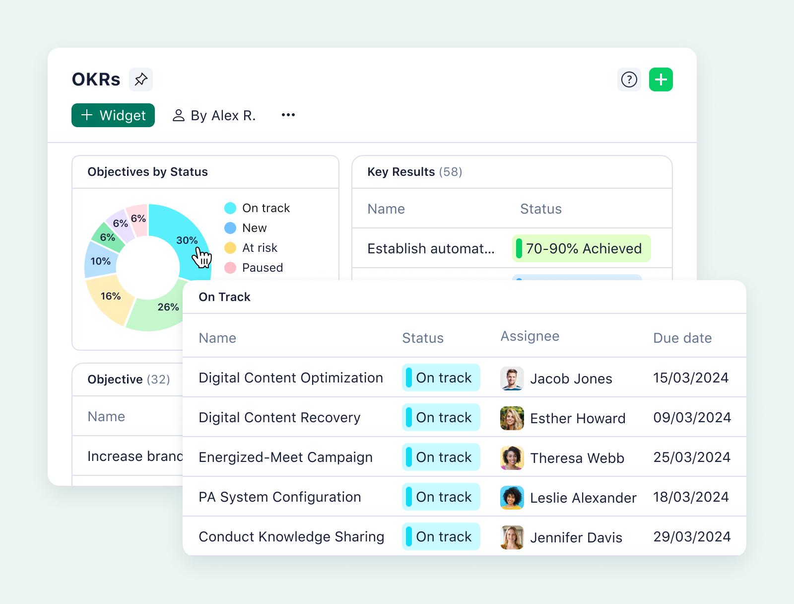 product screenshot of wrike dashboard on aqua background
