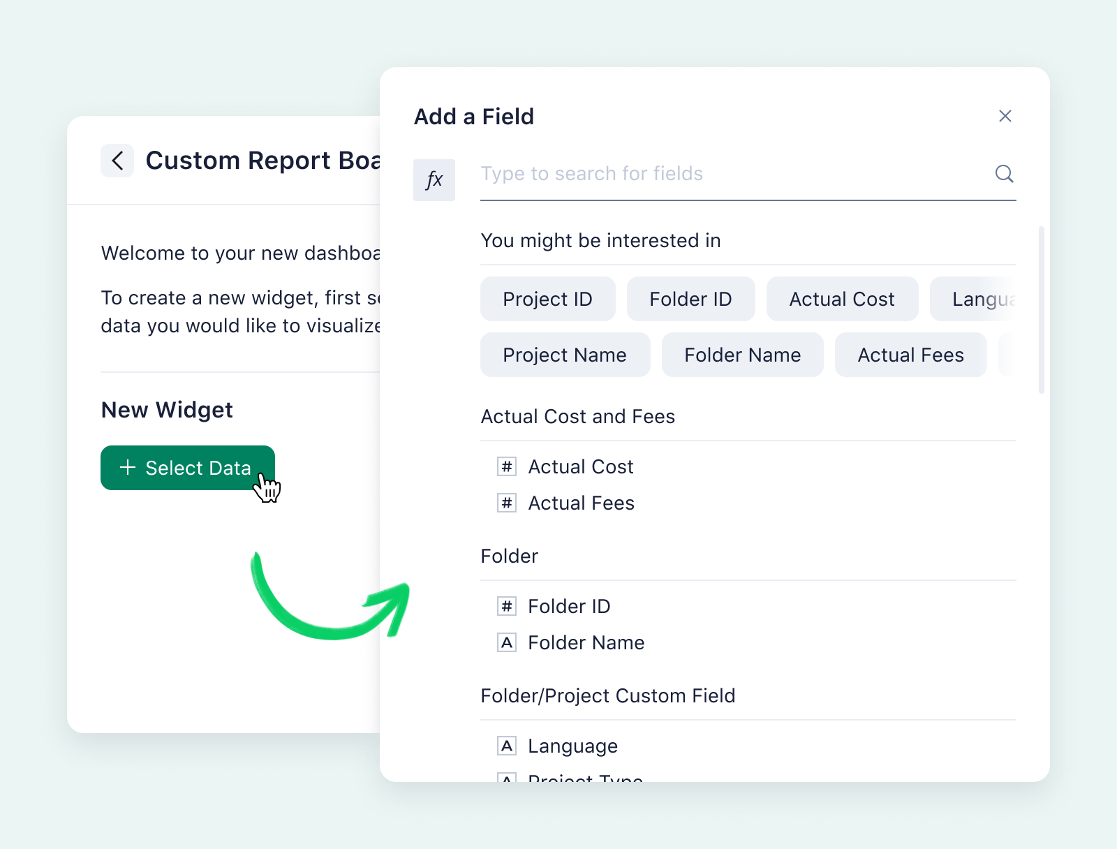 product screenshot of wrike custom report on aqua background