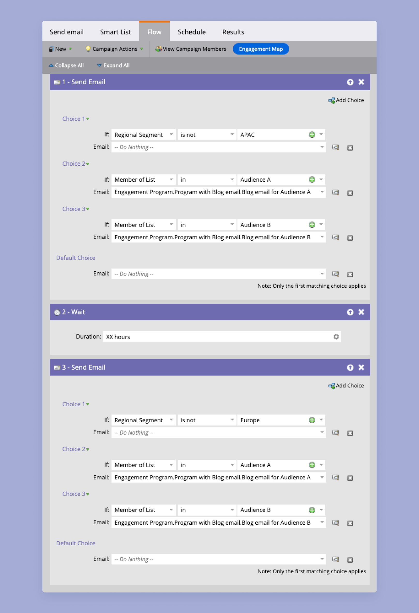 screenshot of marketo repetitive steps in flow