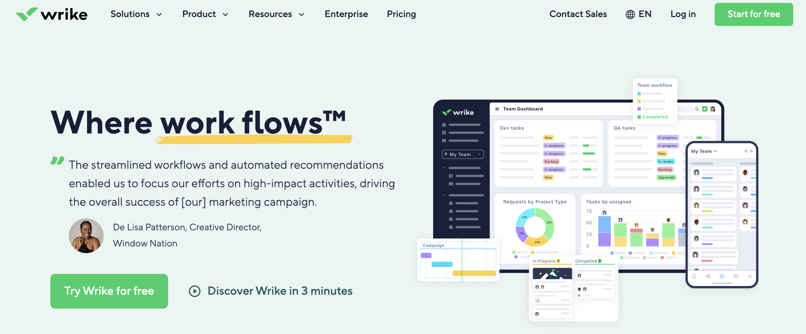 screenshot of wrike webpage september 2024