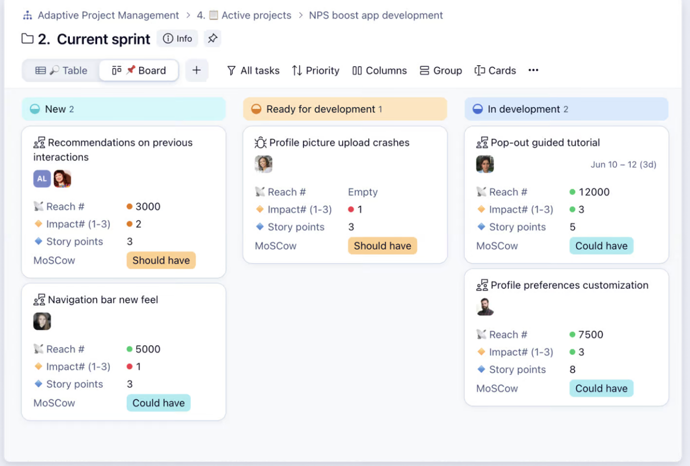 product screenshot of wrike adaptive project management template