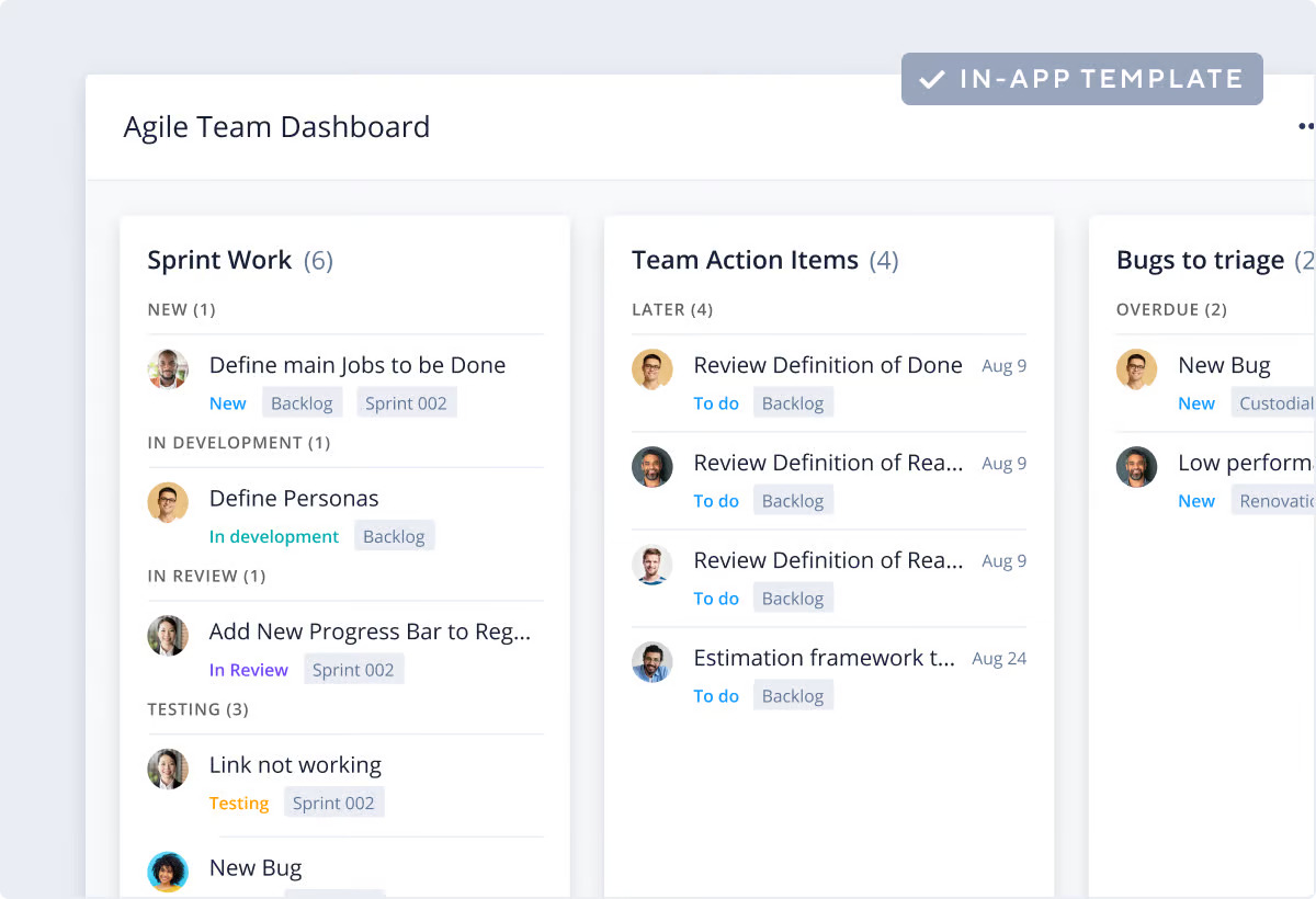 product screenshot of wrike agile teamwork template