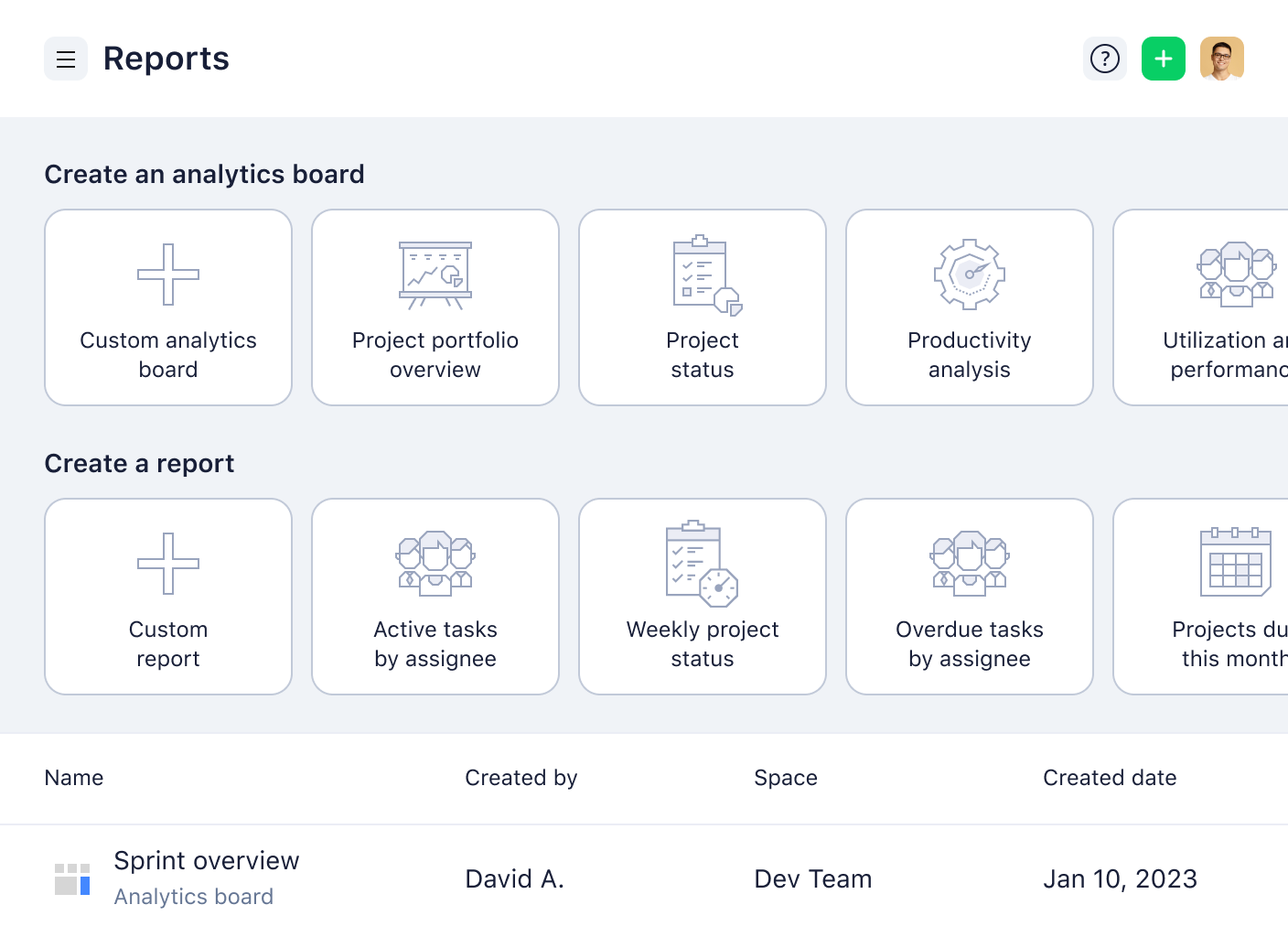 product screenshot of wrike reports