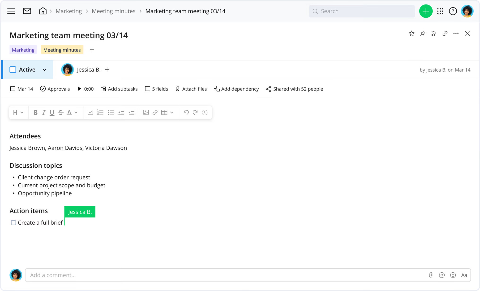 actionable meeting notes template
