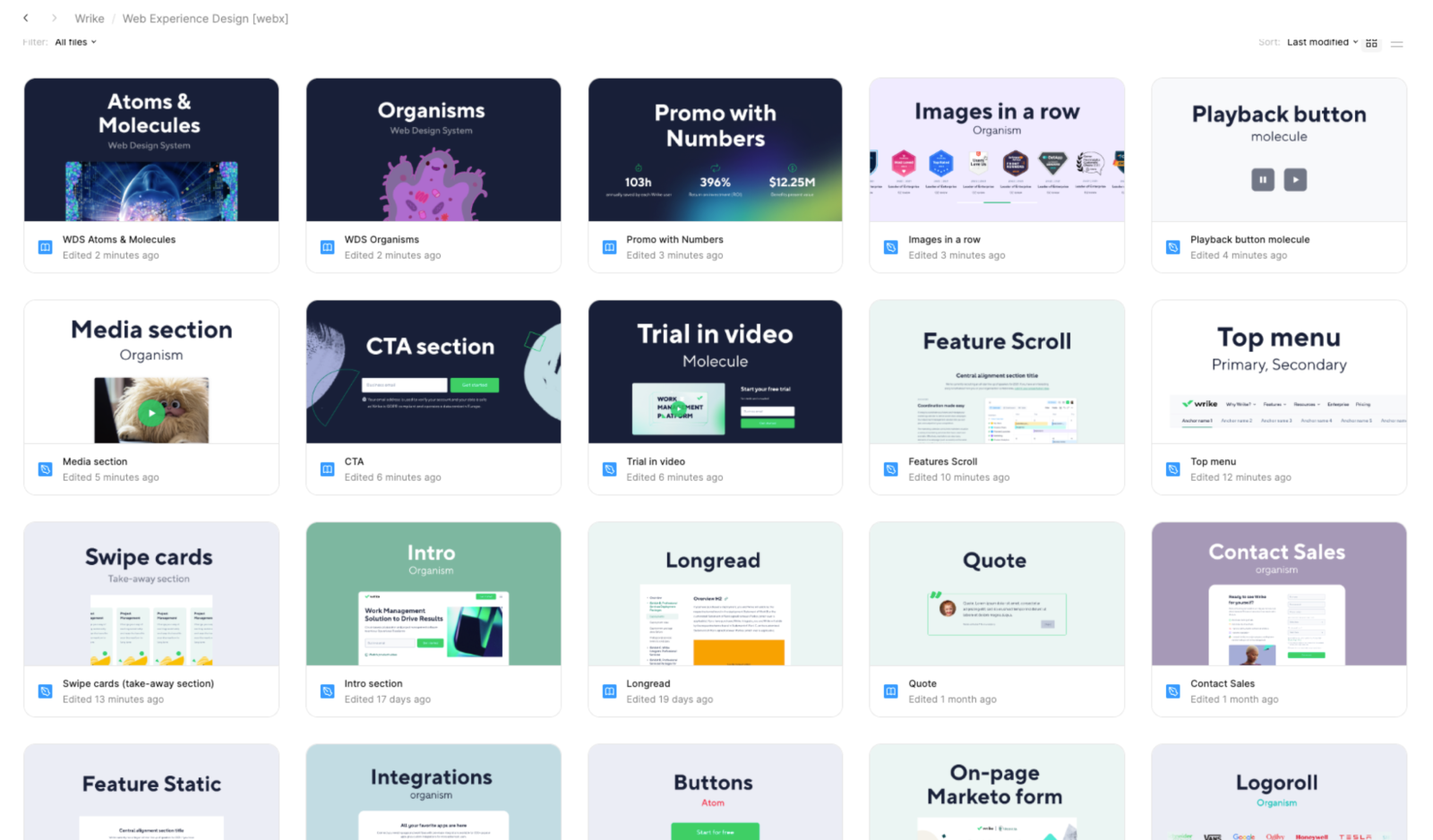 screenshot of wrike design system