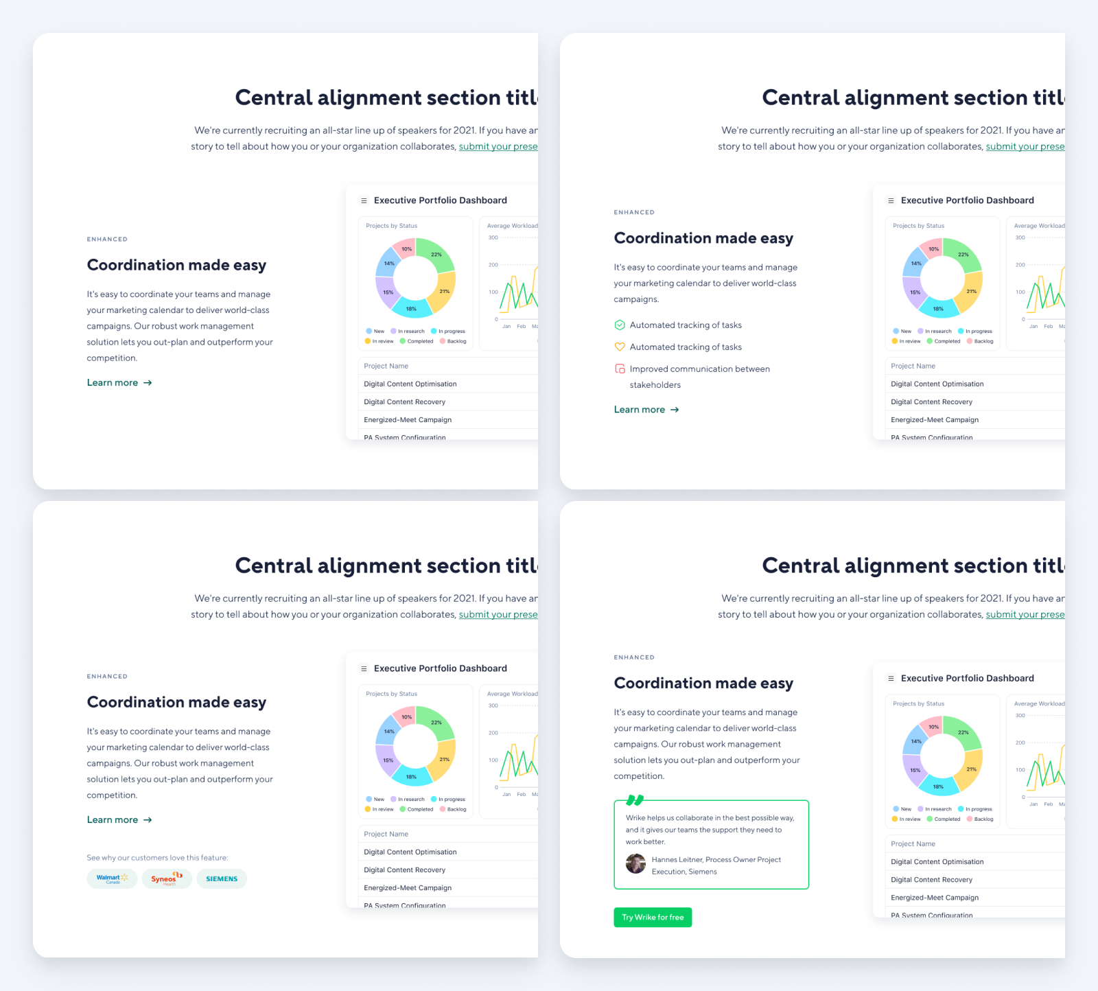 screenshot of wrike website widget options