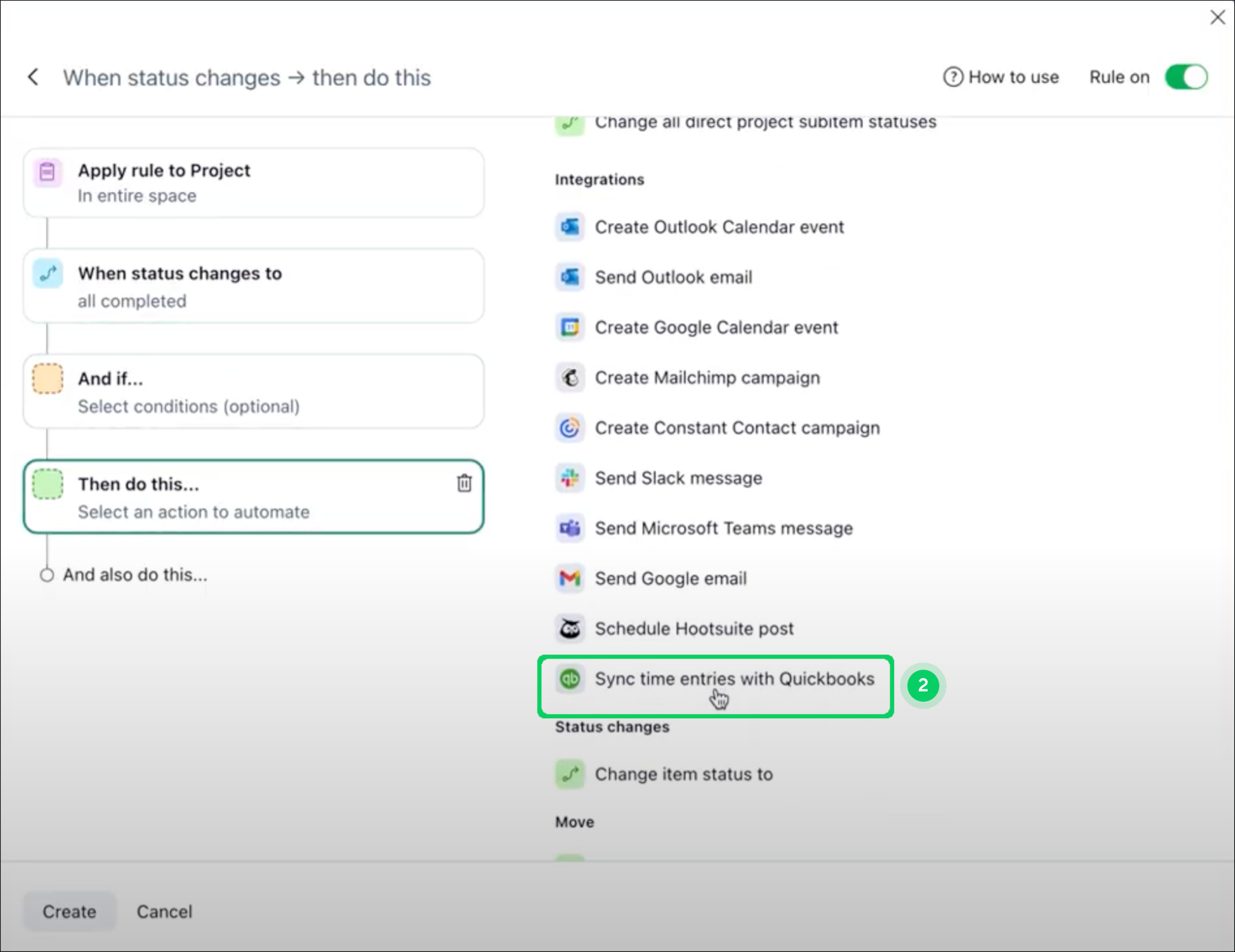 quickbooks automation rule
