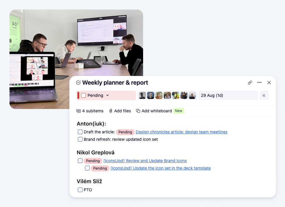 design team monday planning