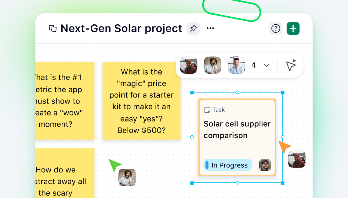 Whiteboard with tasks written and visual elements for project management.