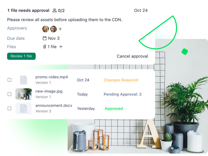 product screenshot of cross-departmental approvals