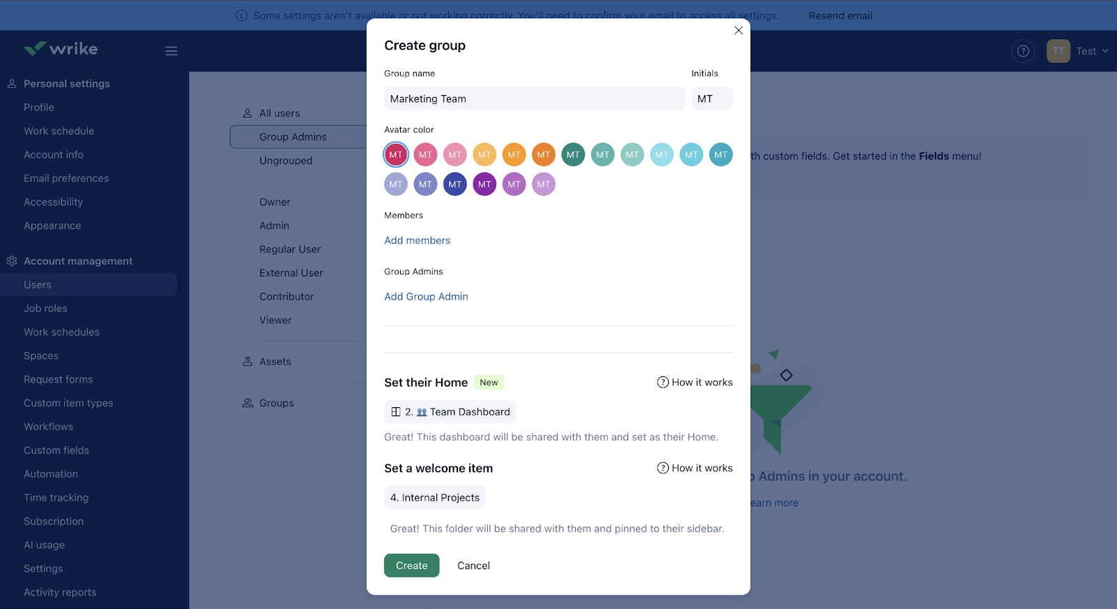 User group admin avatar color change.