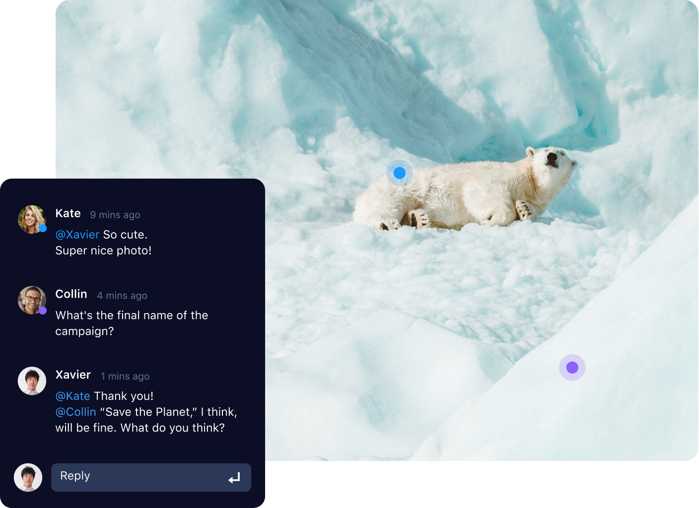 Product screenshot showcasing proofing features with a focus on sustainability.