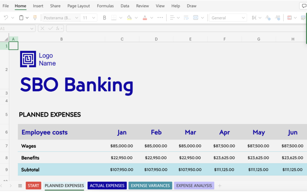 Business Expense Budget Microsoft