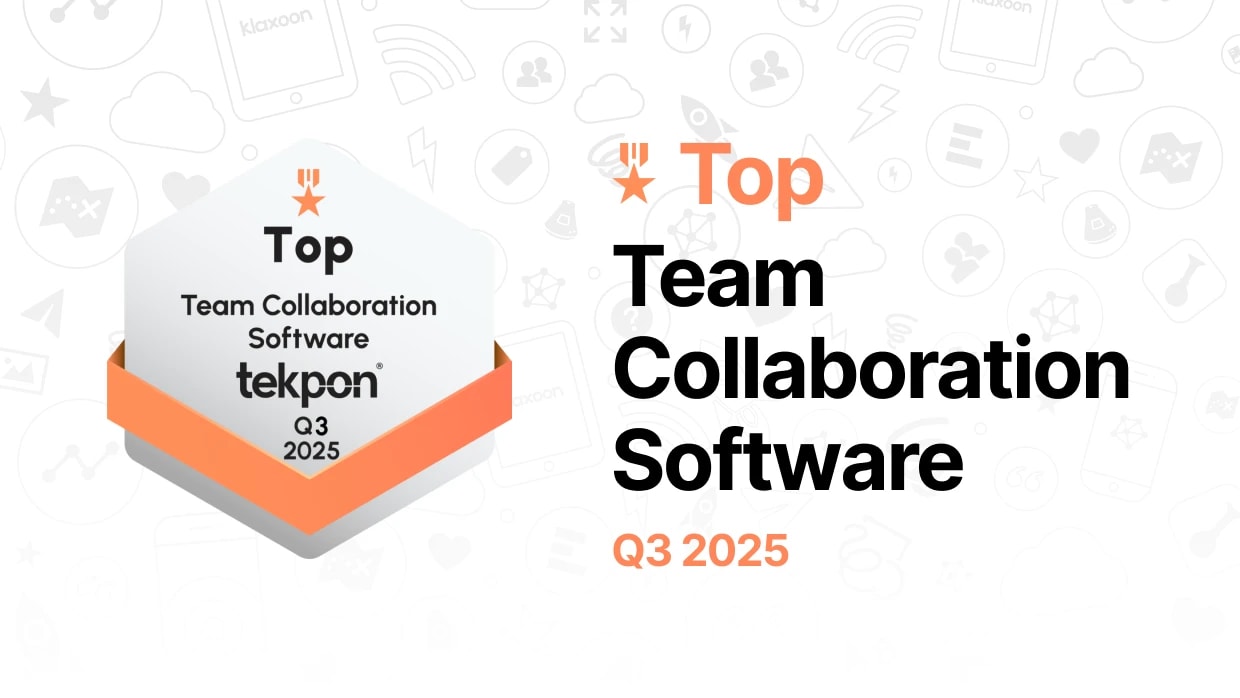 Le badge de Tekpon qui décerne à Klaxoon le titre de “Top Team Collaboration Software”