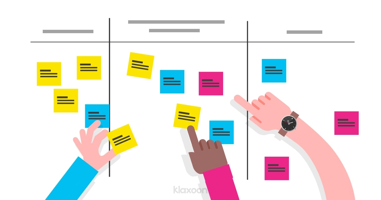 A wall used as a board for agile practices. | Klaxoon