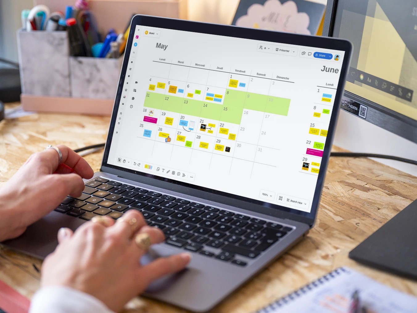 Paper document, pencil and gear icons illustrating content production process.