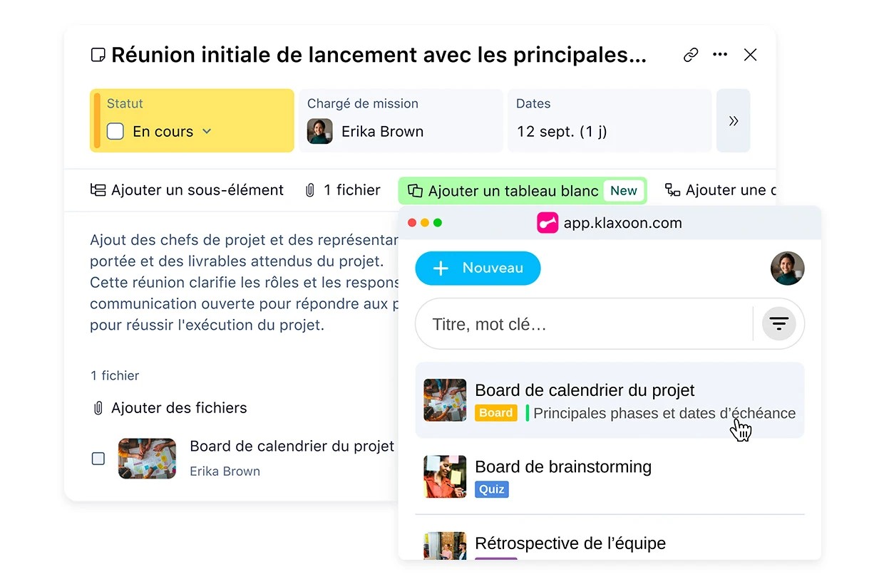 Accédez à vos Boards Klaxoon depuis Wrike. | Klaxoon