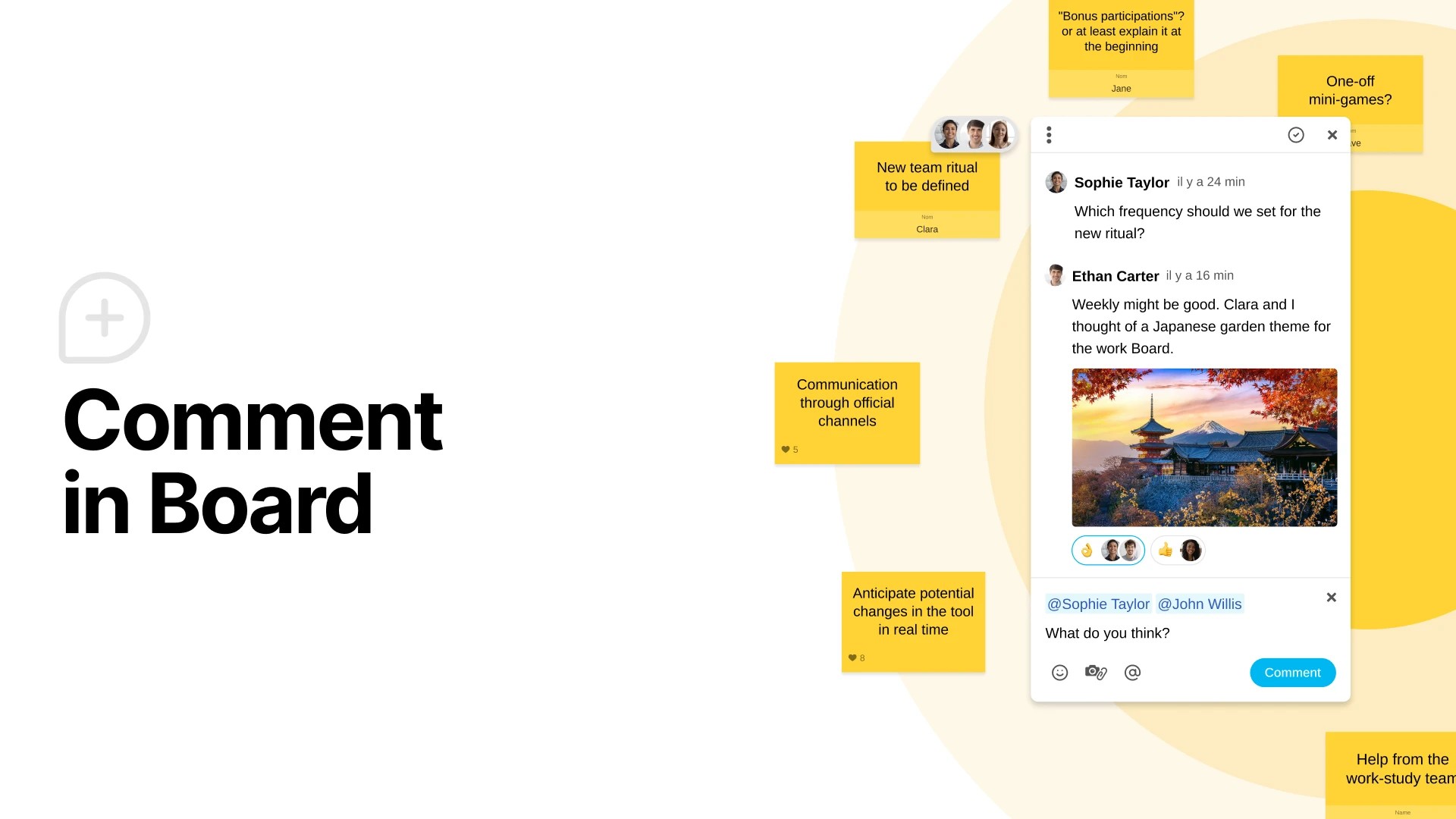 An overview of the Comments feature on a Board. | Klaxoon