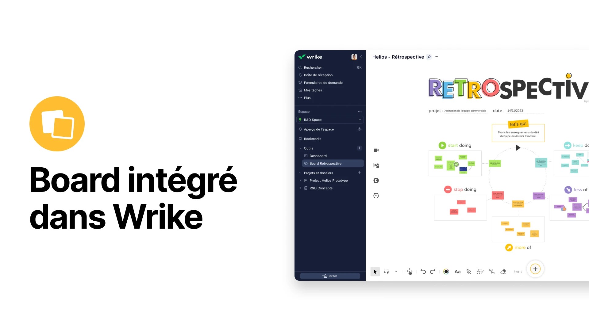 Nouvelle fonctionnalité d’intégration de Board directement dans l’interface Wrike. | Klaxoon