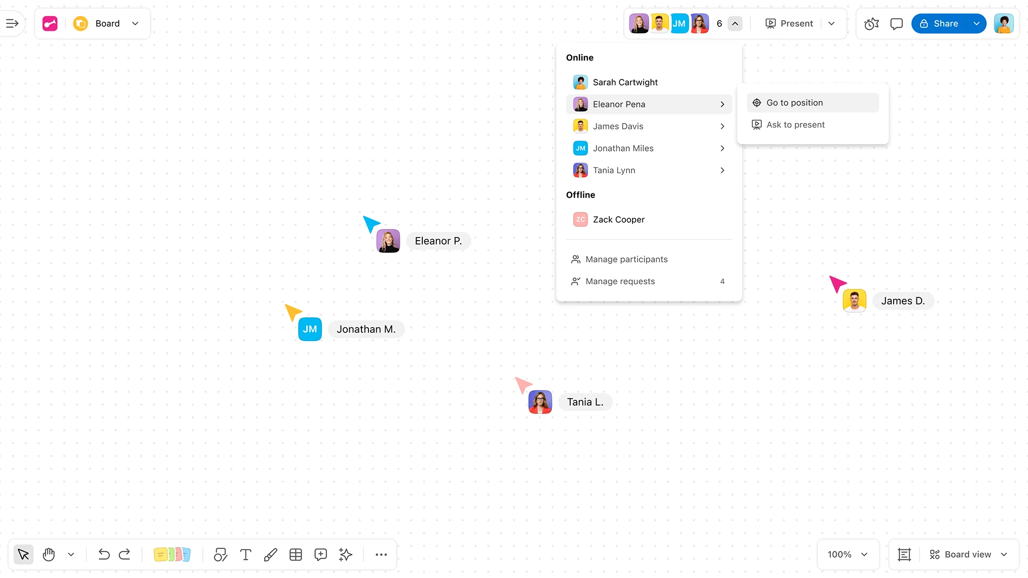 A screenshot of Board showing the list of participants. | Klaxoon