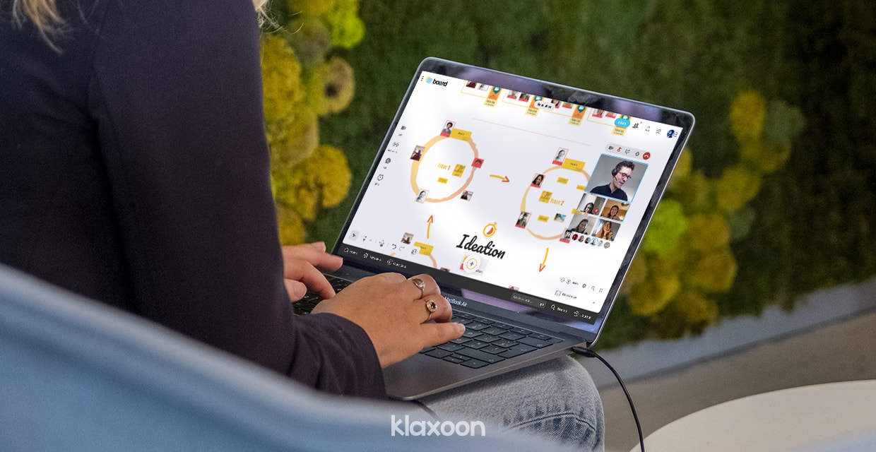 A remote meeting on the World Café template on Board. | Klaxoon