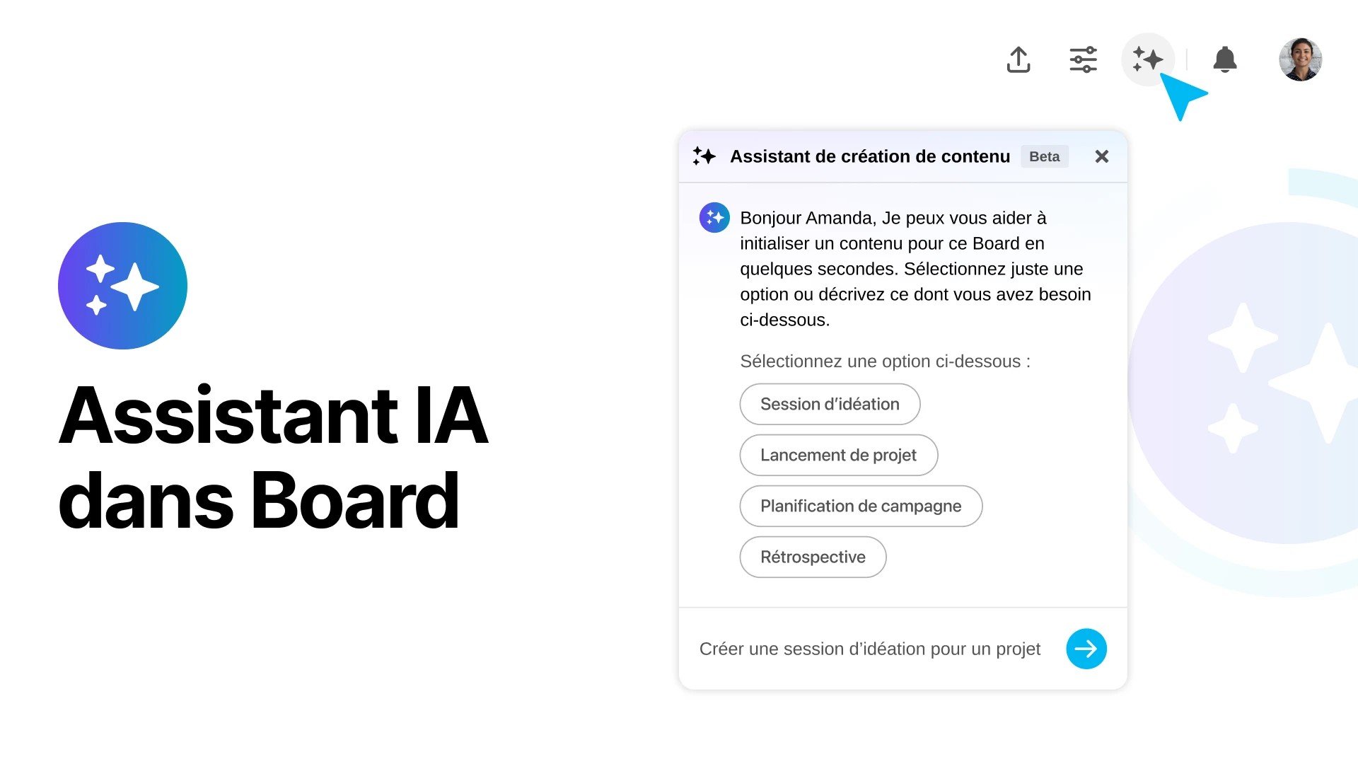 Nouvelle fonctionnalité d’assistant IA dans Board. | Klaxoon