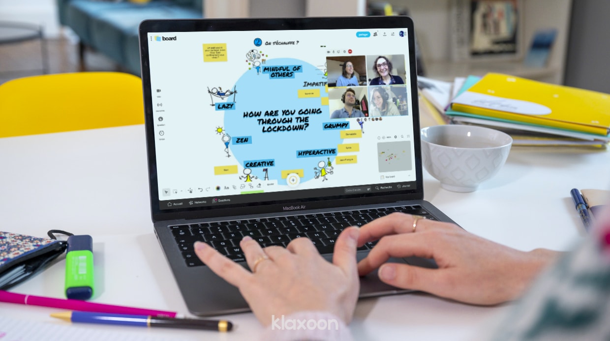 On a desktop screen, a Board is open with an icebreaker to warm up the team. | Klaxoon