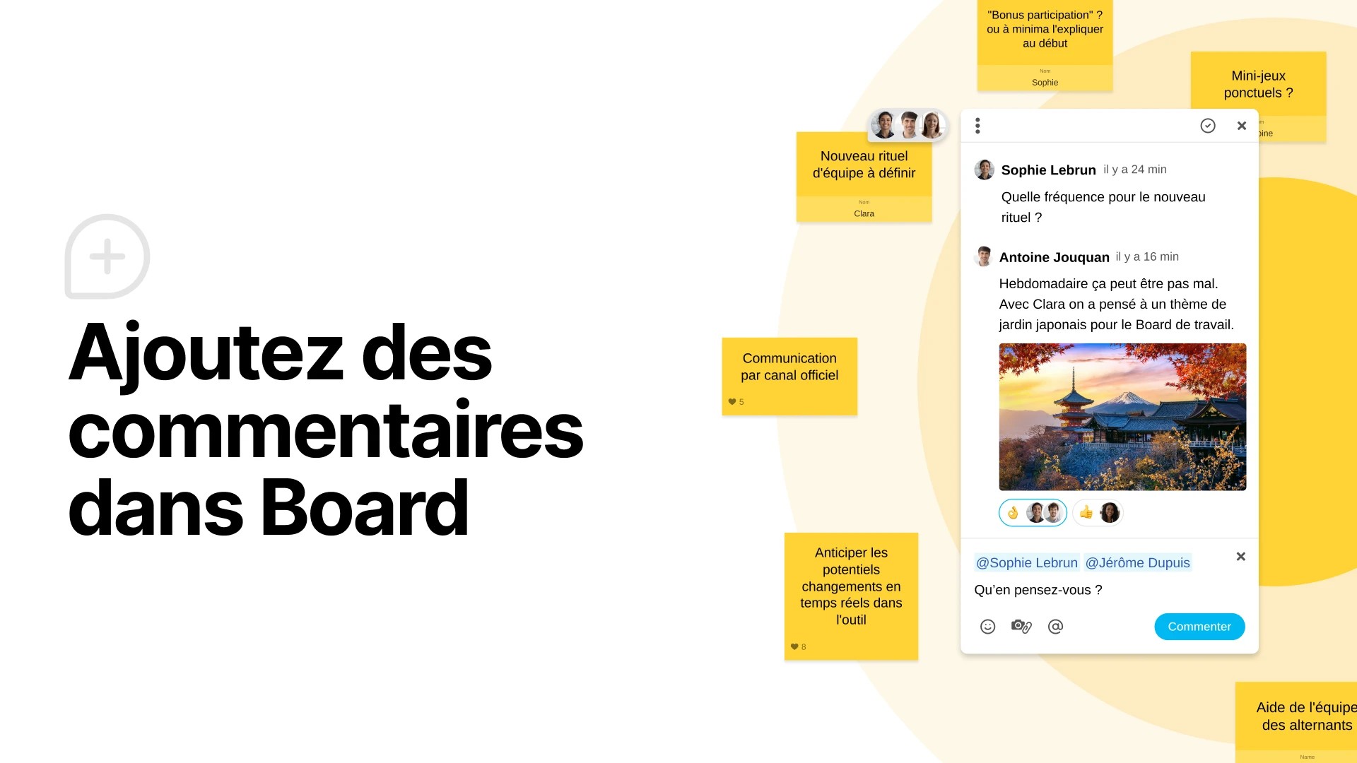 Un aperçu de la fonctionnalité d’ajout de commentaires dans Board. | Klaxoon 