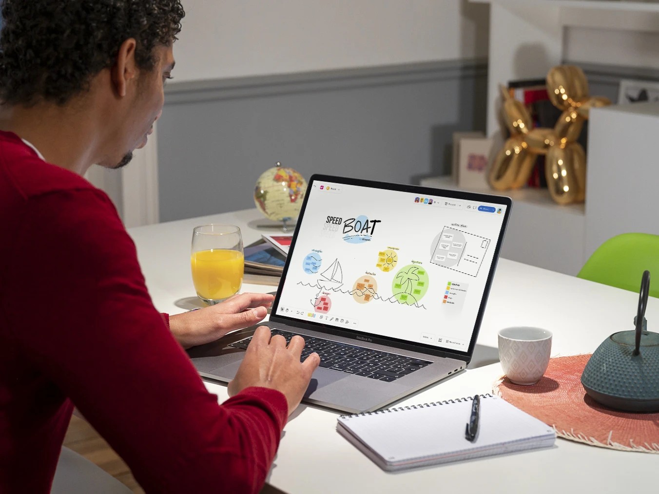 Continuous improvement dashboards on laptop and smartphone showing analytics and upward charts.