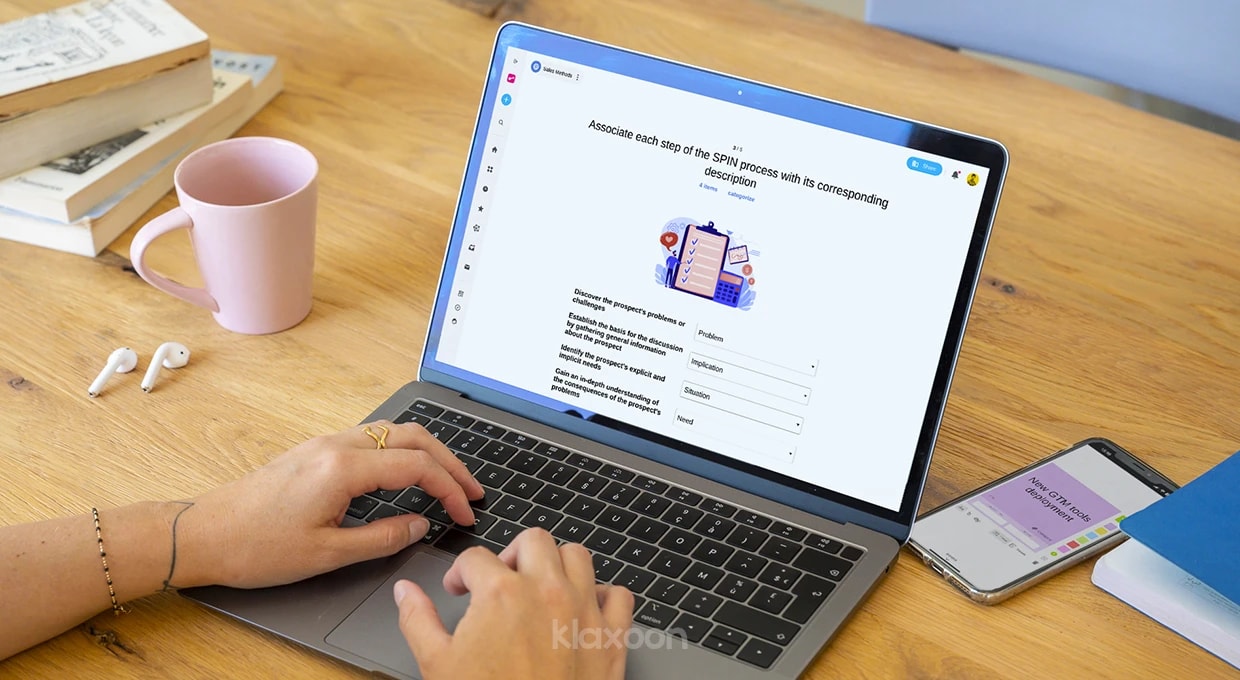 A person completing a Sales Methods Quiz on their computer. | Klaxoon