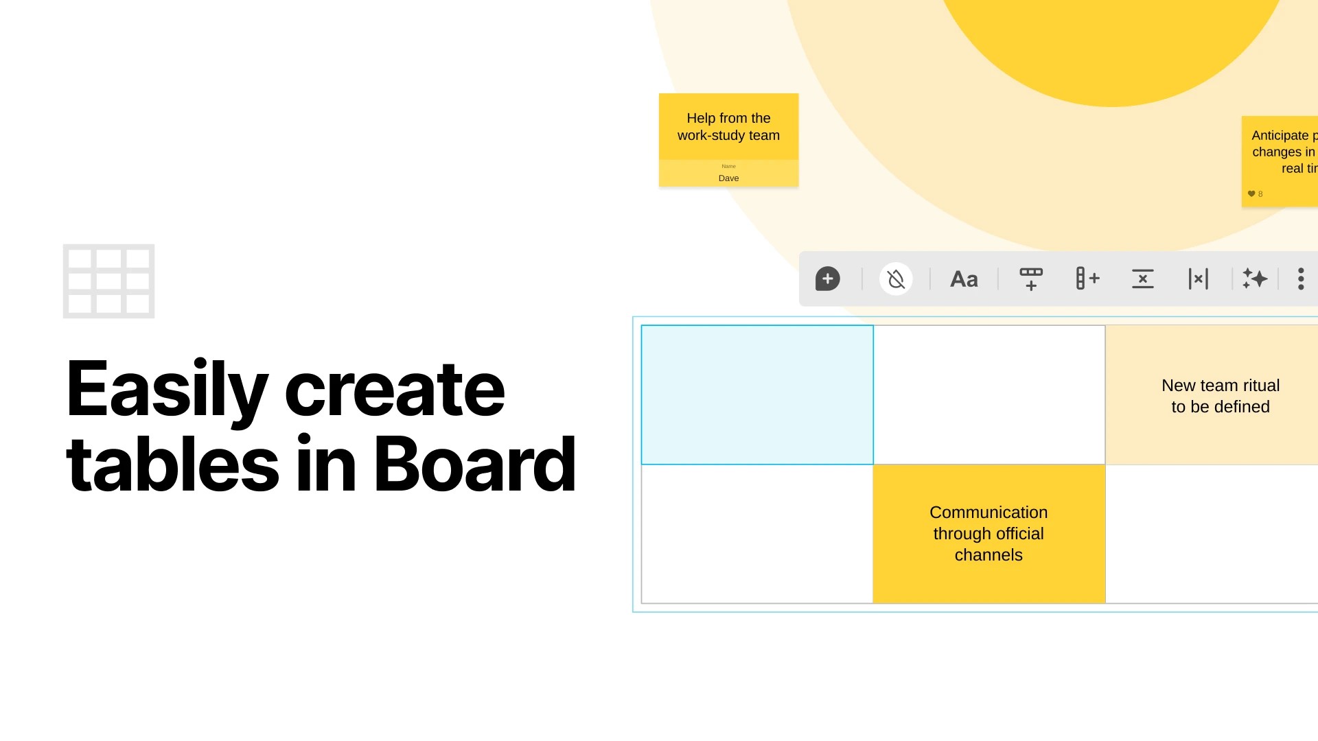 An overview of the new tables feature available in Boards. | Klaxoon