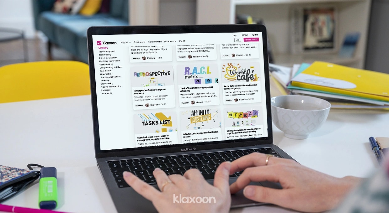 An overview of Klaxoon’s template library. | Klaxoon