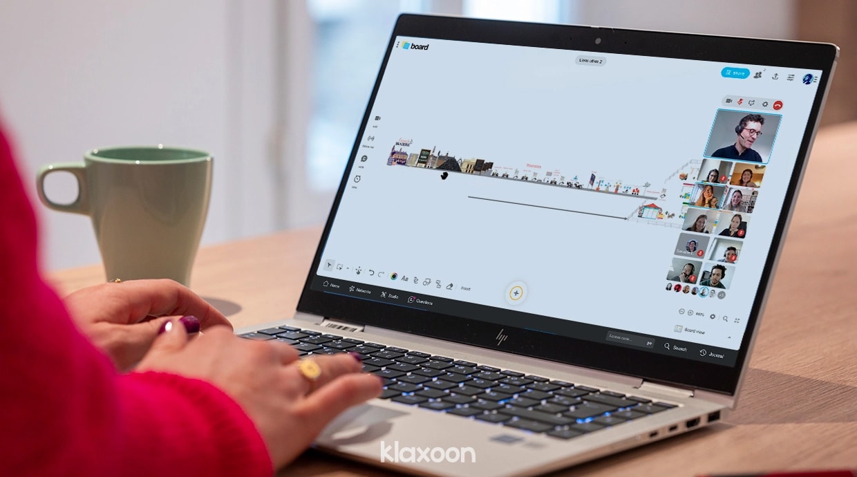 Une personne en télétravail sur le Board de PI Planning créé par Inetum, et inspiré par la célèbre braderie de Lille. | Klaxoon