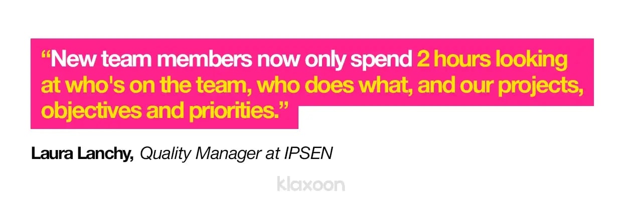 Laura Lanchy: "Newcomers will only spend 2 hours looking at who's on the team, who does what, projects, objectives and priorities." | Klaxoon