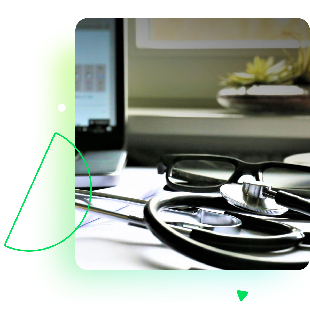 OSF HealthCare professional holding tablet displaying digital interface.