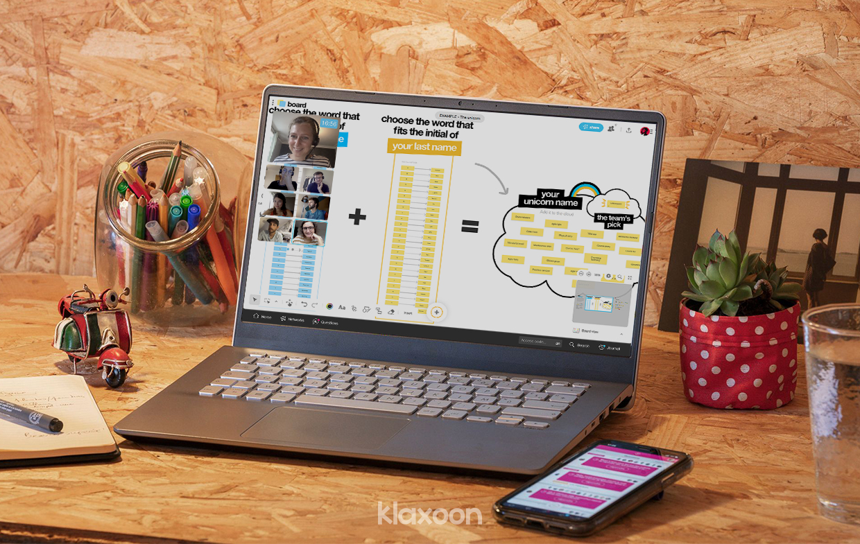 Example of the “Unicorn” icebreaker used by a team in a videoconferencing session. | Klaxoon